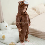 Macacão Bebê de Bichinho Ursinho Aconchego Pelúcia Quentinho com Capuz Marrom - Boutique Baby Kids 