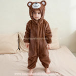 Macacão Bebê de Bichinho Ursinho Aconchego Pelúcia Quentinho com Capuz Marrom - Boutique Baby Kids 