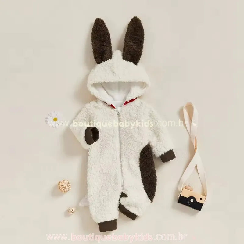 Macacão Bebê Fantasia de Cachorrinho Orelhudo - Super Quentinho - Boutique Baby Kids