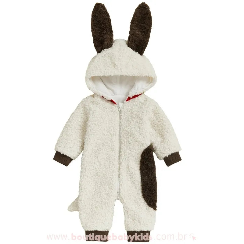 Macacão Bebê Fantasia de Cachorrinho Orelhudo - Super Quentinho - Boutique Baby Kids