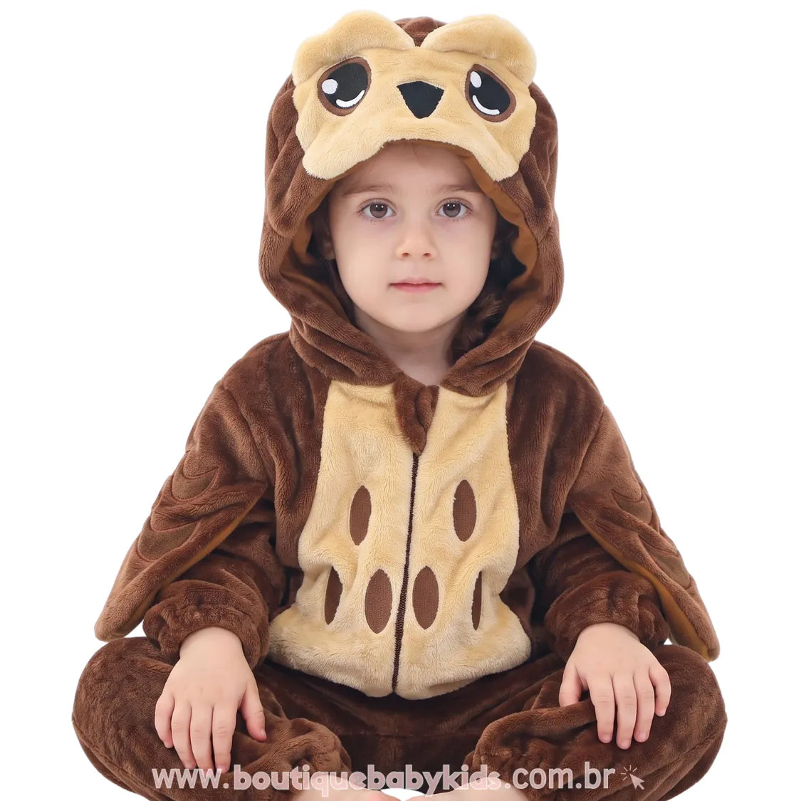 Macacão Bebê Temático Fantasia Corujinha do Bosque Marrom - Boutique Baby Kids