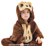Macacão Bebê Temático Fantasia Corujinha do Bosque Marrom - Boutique Baby Kids