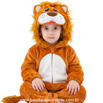 Macacão Bebê Temático Fantasia Leãozinho Real com Capuz Juba 3D - Boutique Baby Kids