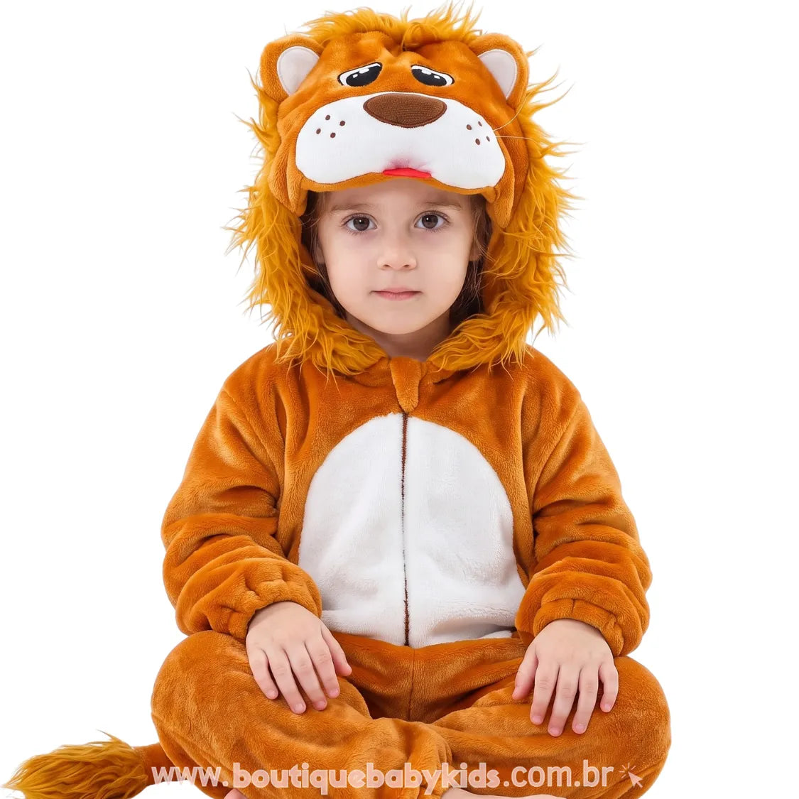 Macacão Bebê Temático Fantasia Leãozinho Real com Capuz Juba 3D - Boutique Baby Kids