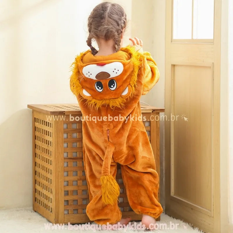 Macacão Bebê Temático Fantasia Leãozinho Real com Capuz Juba 3D - Boutique Baby Kids