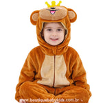 Macacão Bebê Fantasia Macaquinho Real Capuz de Coroa - Boutique Baby Kids