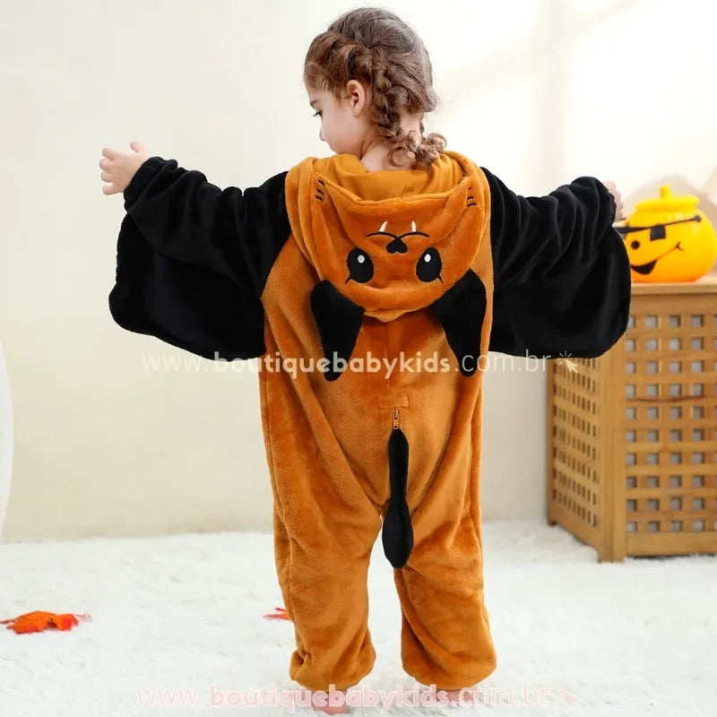 Macacão Bebê Temático Fantasia Halloween Morceguinho Voador com Asas - Boutique Baby Kids