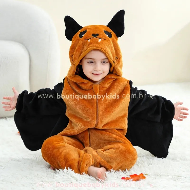 Macacão Bebê Temático Fantasia Halloween Morceguinho Voador com Asas - Boutique Baby Kids