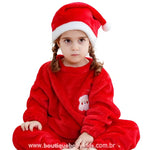 Macacão Bebê Fantasia de Papai Noel com Gorro Vermelho - Boutique Baby Kids