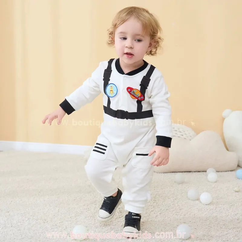 Macacão Bebê Fantasia de Pequeno Astronauta Branco - Boutique Baby Kids