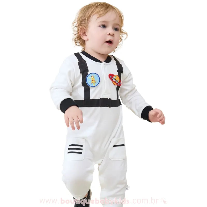 Macacão Bebê Fantasia de Pequeno Astronauta Branco - Boutique Baby Kids