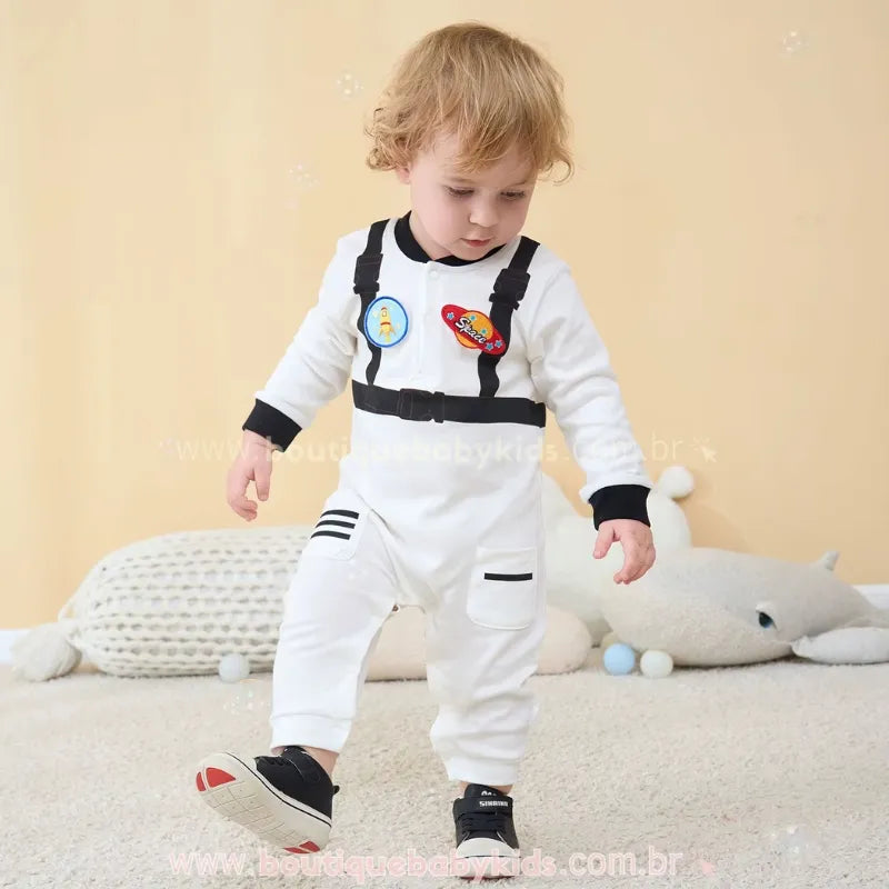 Macacão Bebê Fantasia de Pequeno Astronauta Branco - Boutique Baby Kids