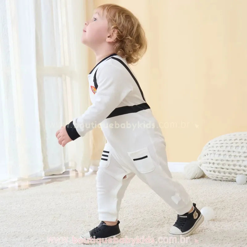 Macacão Bebê Fantasia de Pequeno Astronauta Branco - Boutique Baby Kids