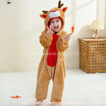 Macacão Bebê Fantasia de Rena do Natal com Capuz 3D - Boutique Baby Kids