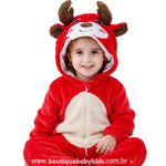 Macacão Bebê Fantasia de Natal Rena Vermelha - Boutique Baby Kids