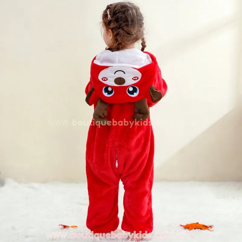 Macacão Bebê Fantasia de Natal Rena Vermelha - Boutique Baby Kids