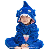 Macacão Bebê Temático Fantasia Tubarão Sharky Azul - Boutique Baby Kids