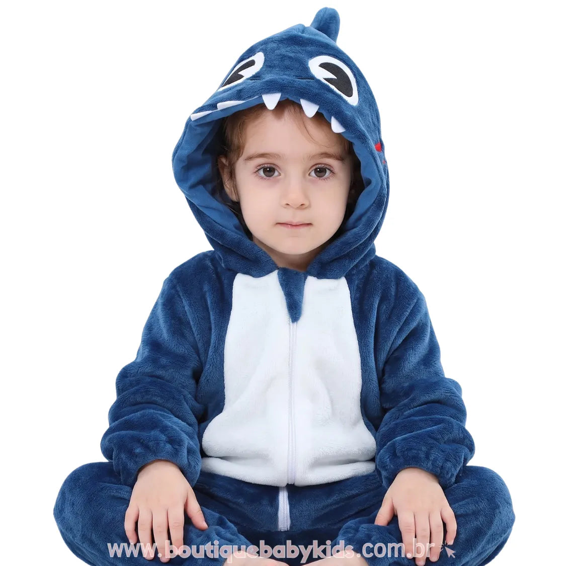 Macacão Bebê Temático Fantasia Tubarãozito dos Mares Azul - Boutique Baby Kids