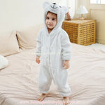 Macacão Bebê de Bichinho Ursinho Aconchego Pelúcia Quentinho com Capuz Branco - Boutique Baby Kids 