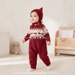 Macacão Bebê Tricot  de Natal Ursinhos Nevados - Boutique Baby Kids