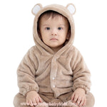 Macacão Bebê Ursinho Pelúcia com Capuz Marrom - Boutique Baby Kids 