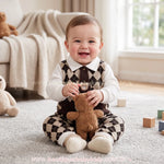 Macacão Bebê Xadrez Argyle Ursinho Clássico com Gola Social - Boutique Baby Kids