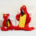 Macacão Infantil e Adulto Kigurumi Fantasia de Dragão de Fogo Vermelho - Boutique Baby Kids