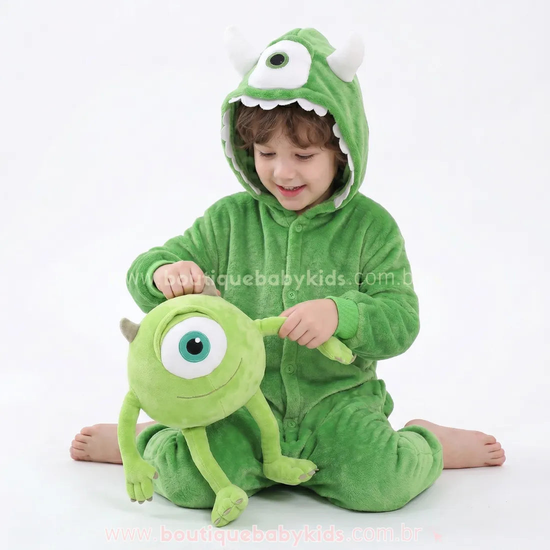 Macacão Infantil Fantasia Mike Wazowski Monstros S.A Verde - Boutique Baby Kids