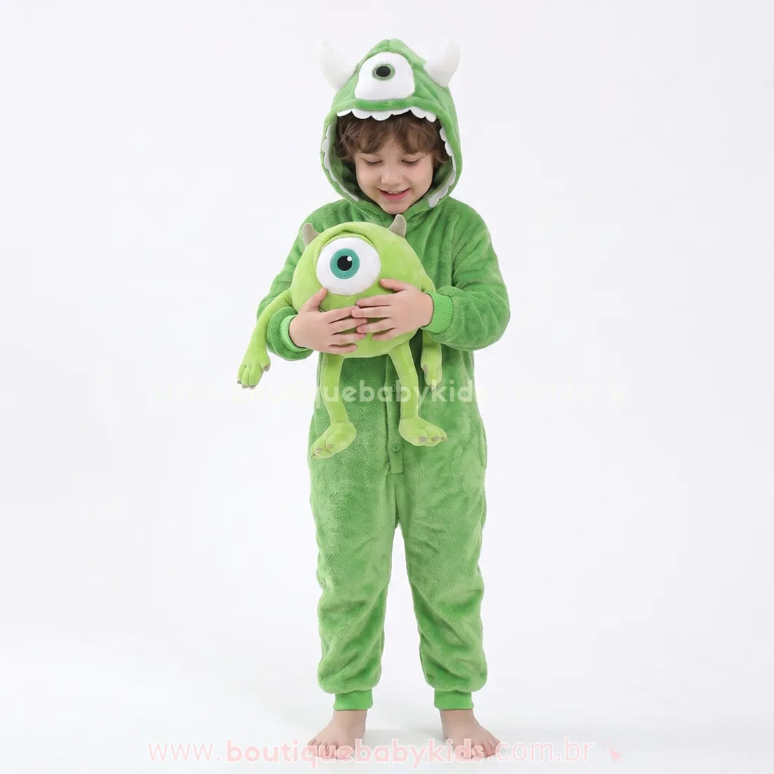 Macacão Infantil Fantasia Mike Wazowski Monstros S.A Verde - Boutique Baby Kids
