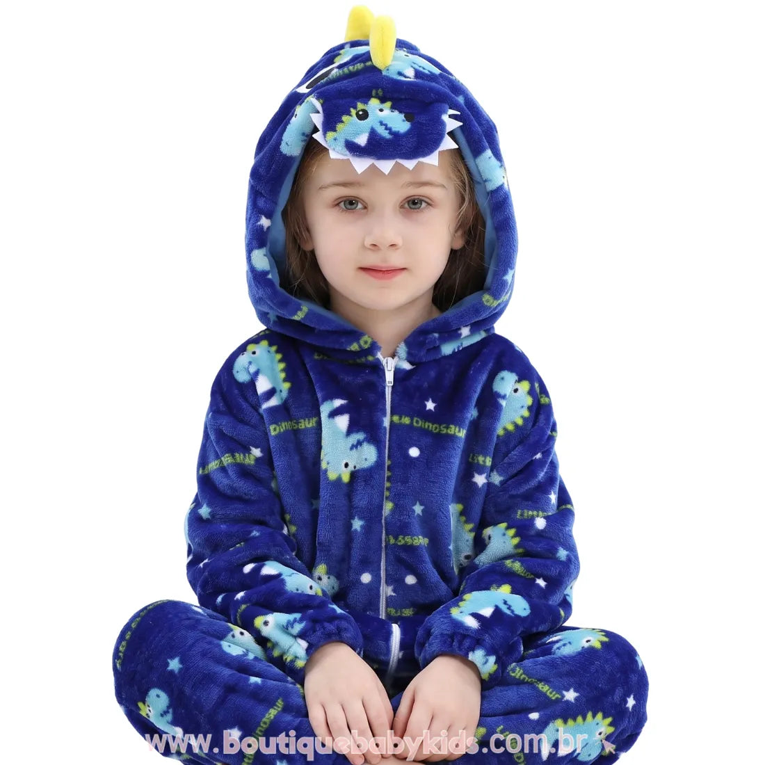 Macacão Infantil Kigurumi Fantasia Pequeno Dinossauro Azul - Boutique Baby Kids