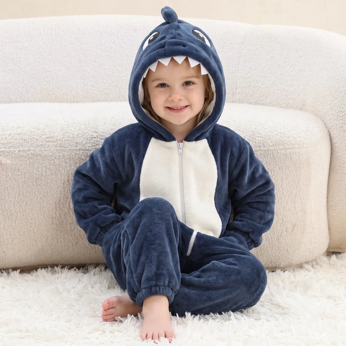 Macacão Infantil Kigurumi Fantasia de Tubarão Azul - Boutique Baby Kids