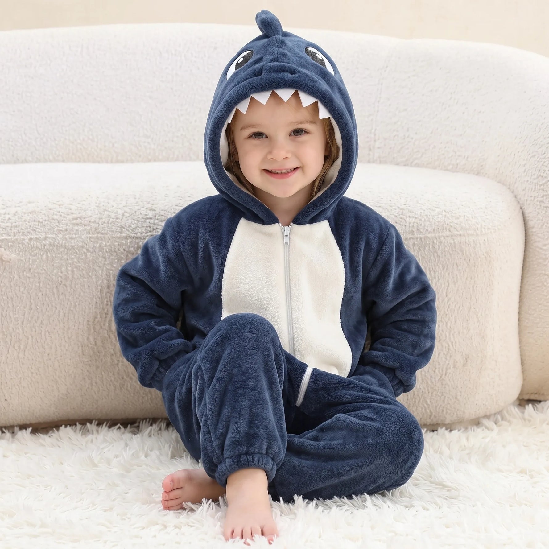Macacão Infantil Kigurumi Fantasia de Tubarão Azul - Boutique Baby Kids