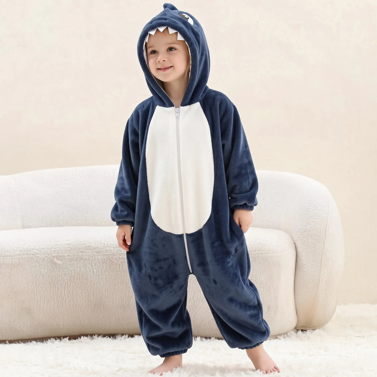 Macacão Infantil Kigurumi Fantasia de Tubarão Azul - Boutique Baby Kids