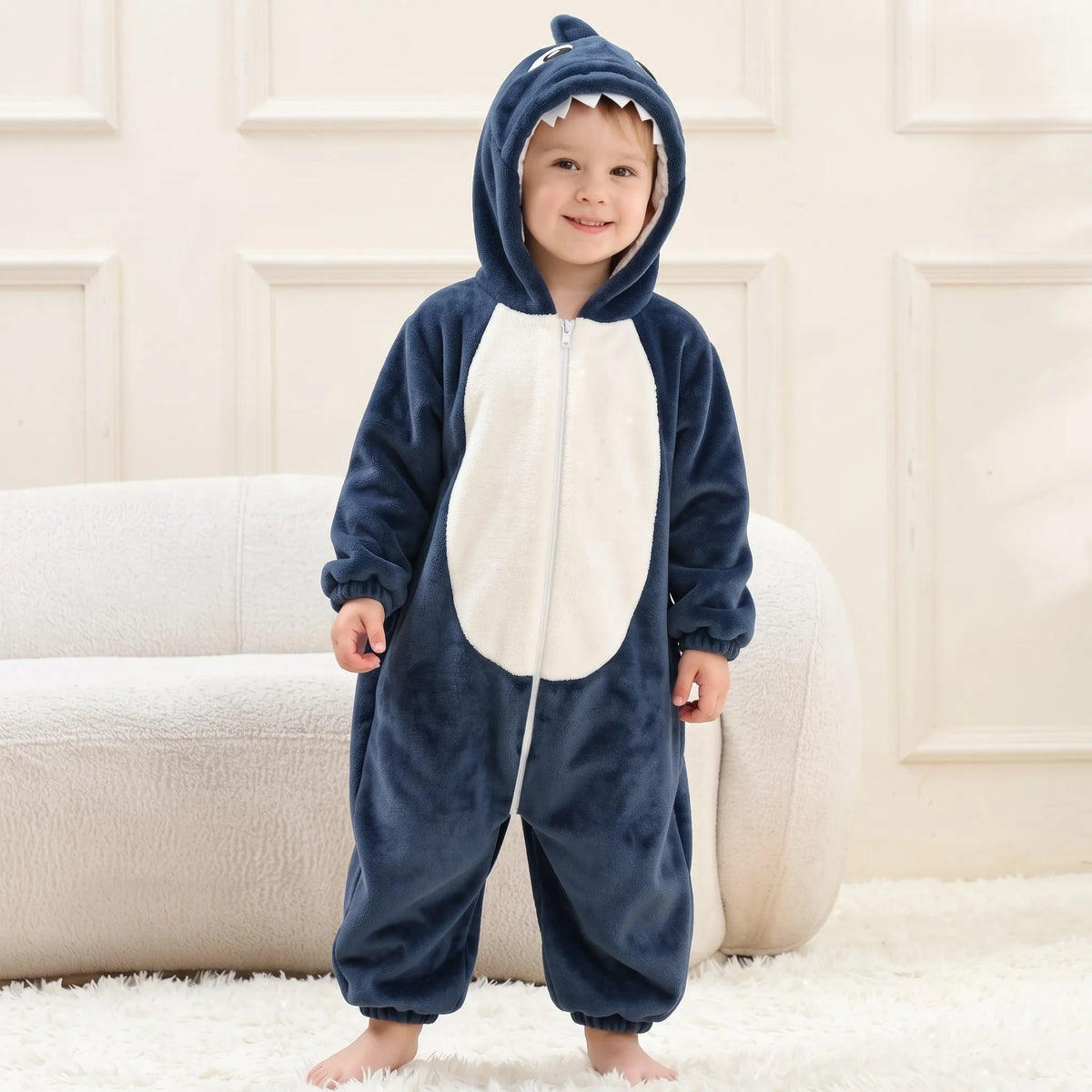 Macacão Infantil Kigurumi Fantasia de Tubarão Azul - Boutique Baby Kids