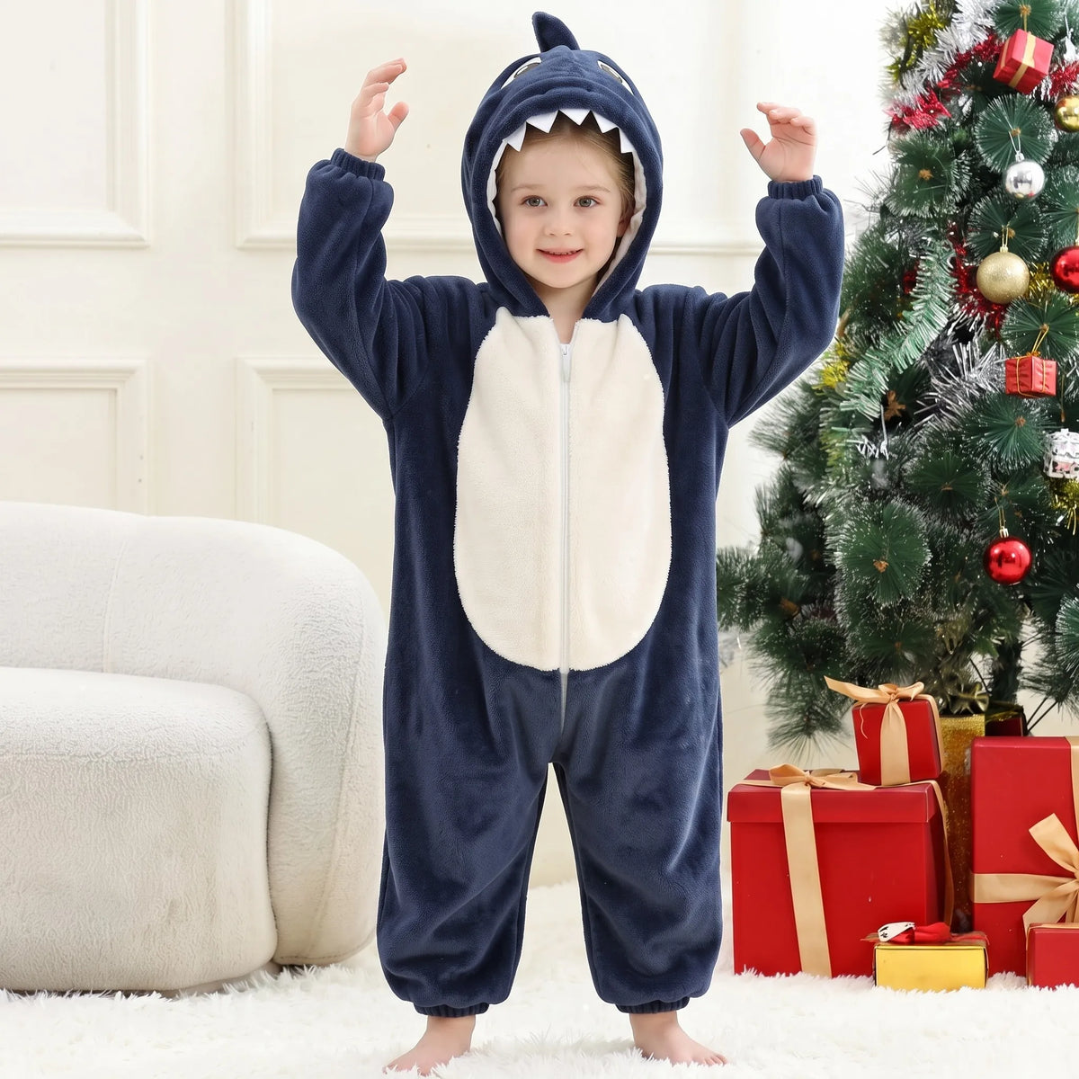 Macacão Infantil Kigurumi Fantasia de Tubarão Azul - Boutique Baby Kids