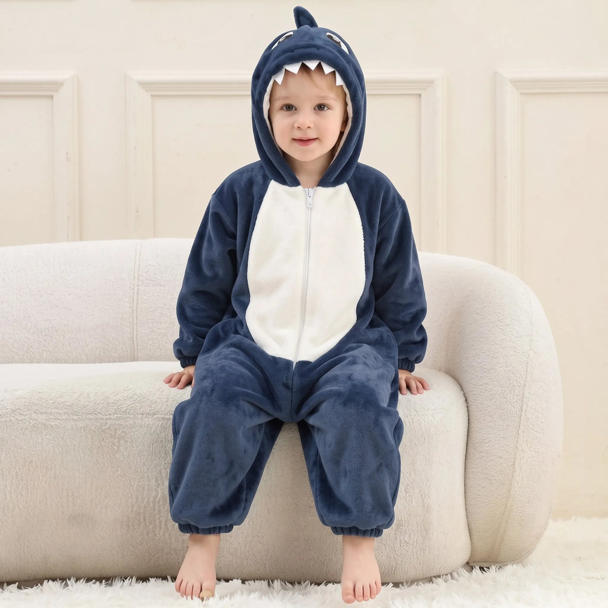 Macacão Infantil Kigurumi Fantasia de Tubarão Azul - Boutique Baby Kids
