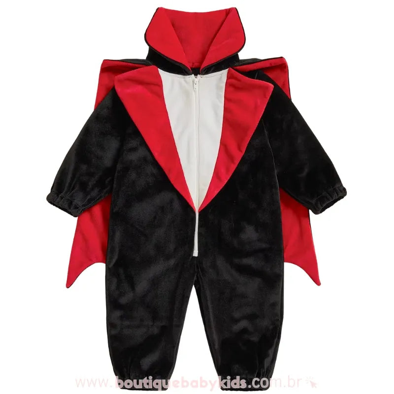 Macacão Infantil Fantasia de Halloween Vampirinho Drácula com Capa - Boutique Baby Kids