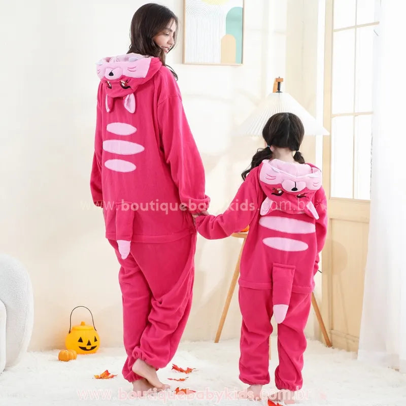Macacão Infantil e Adulto Kigurumi Fantasia de Raposa Cor-De-Rosa - Boutique Baby Kids