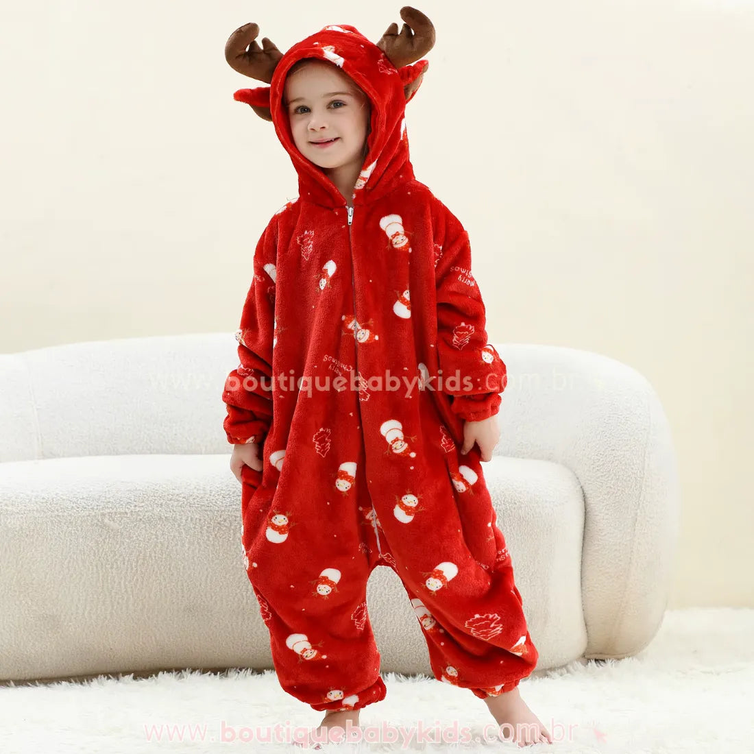 Macacão Infantil Temático Natal dos Sonhos com Capuz Vernelho - Boutique Baby Kids