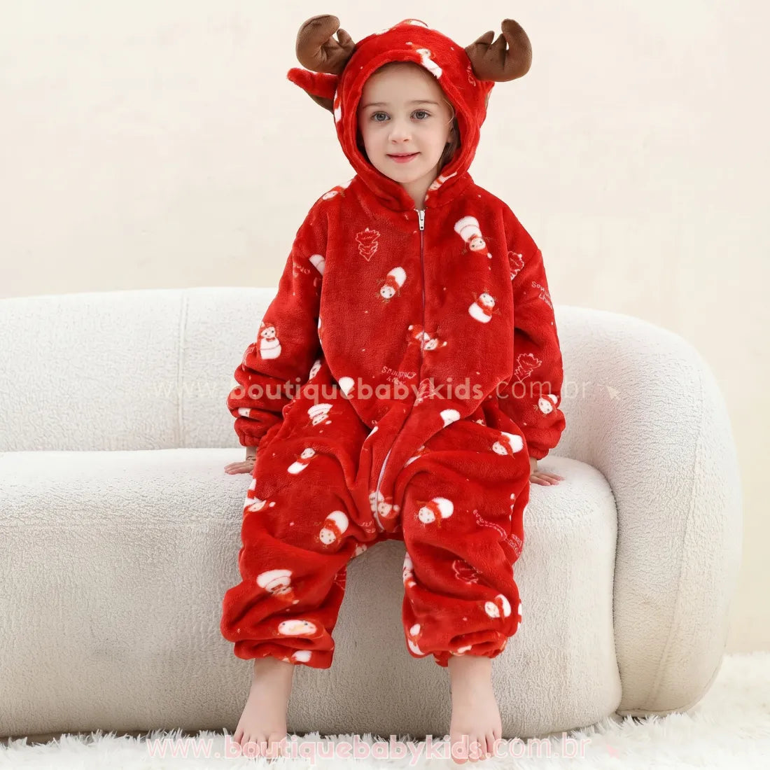 Macacão Infantil Temático Natal dos Sonhos com Capuz Vernelho - Boutique Baby Kids