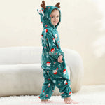 Macacão Infantil Papai Noel Sonhador de Pelúcia com Capuz de Rena Verde - Boutique Baby Kids