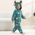 Macacão Infantil Papai Noel Sonhador de Pelúcia com Capuz de Rena Verde - Boutique Baby Kids