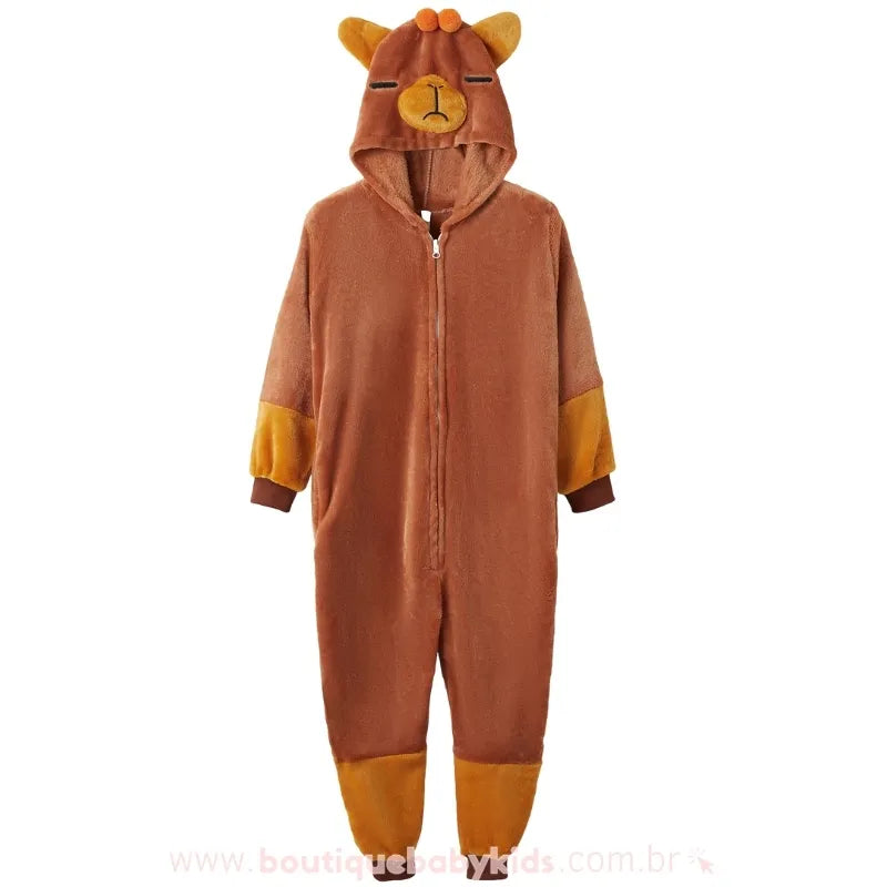 Macacão Infantil Temático Kigurumi Fantasia Capivarinha com Capuz - Boutique Baby Kids 