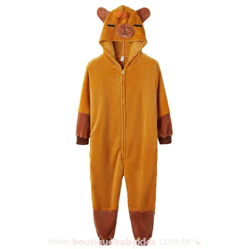 Macacão Infantil Temático Kigurumi Fantasia Capivarinha com Capuz - Boutique Baby Kids 