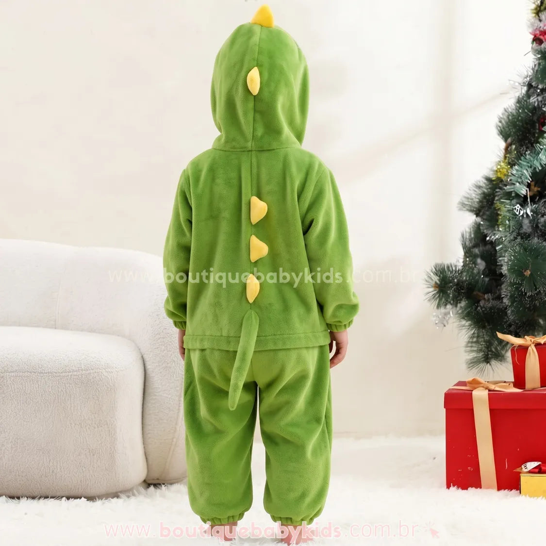 Macacão Infantil Kigurumi Fantasia Dinossauro Feroz Verde - Boutique Baby Kids
