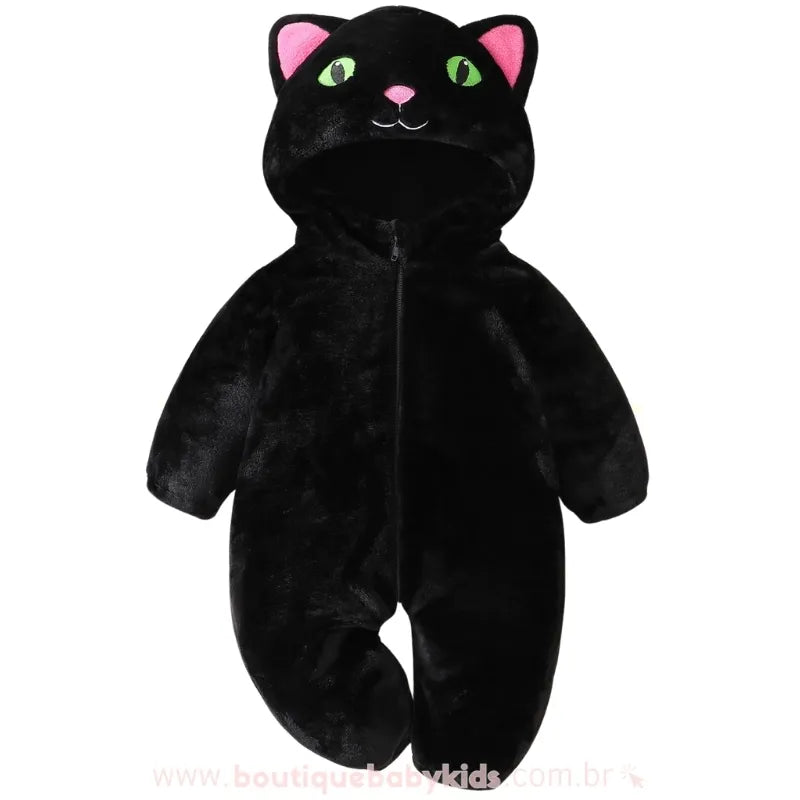 Macacão Infantil Fantasia Halloween Gatinho da Meia-Noite Preto - Boutique Baby Kids