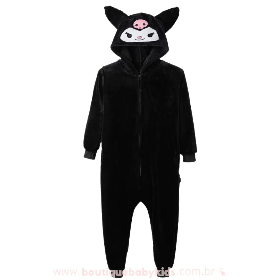 Macacão Infantil Temático Kuromi Sanrio Preto 