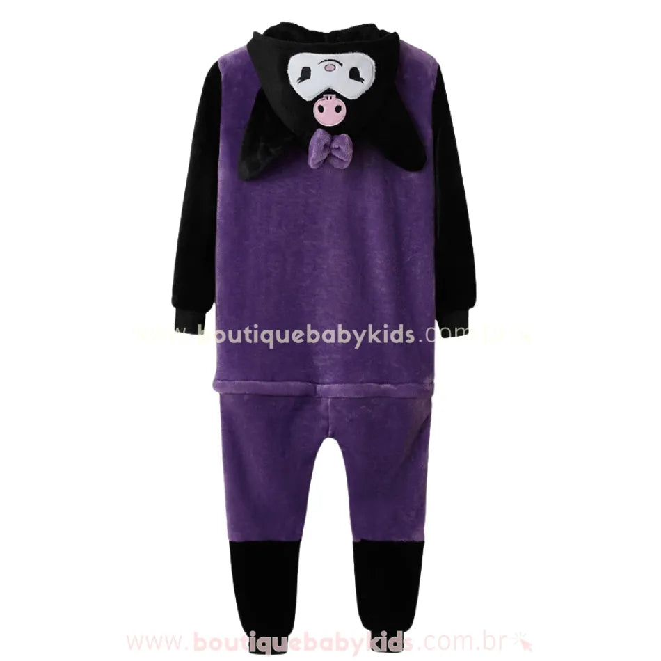 Macacão Infantil Temático Kuromi Sanrio Roxo 