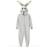 Macacão Infantil Kigurumi Temático  Labubu Monster com Capuz Cinza - Boutique Baby Kids 