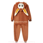 Macacão Infantil Kigurumi Temático  Labubu Monster com Capuz Marrom - Boutique Baby Kids 